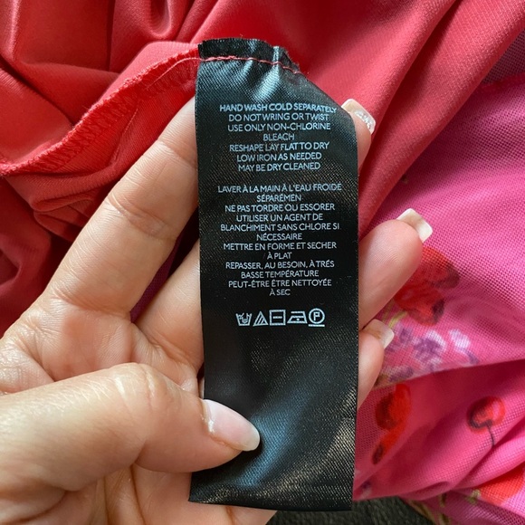 Urban Outfitters Bright Side Lace-Up pink floral cherry Mini Dress sz M nwt - Picture 9 of 14